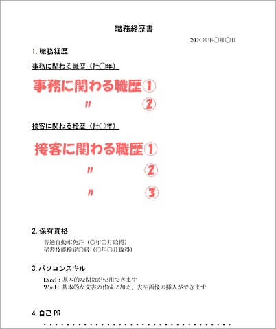 キャリア式の職務経歴書