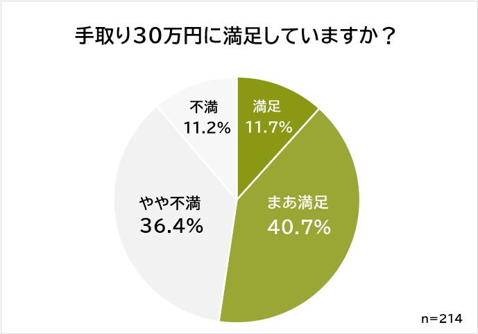 手取り30万円　満足度